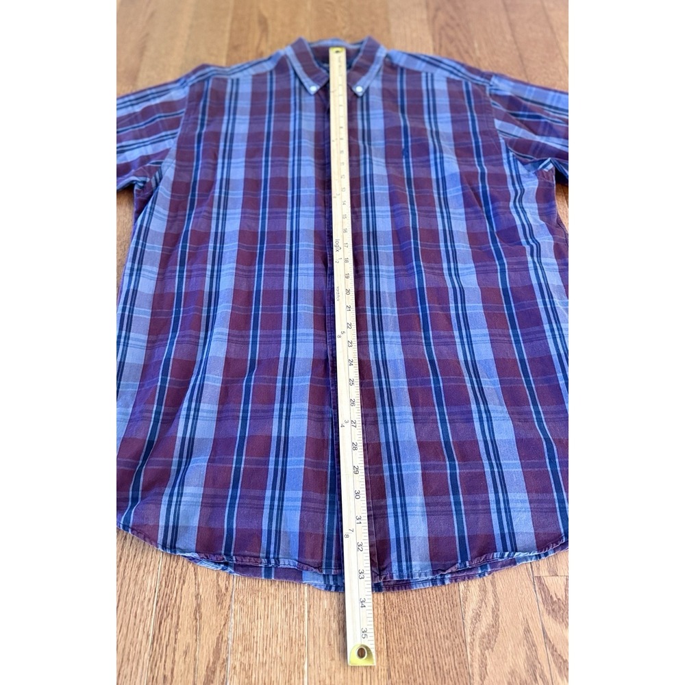 Ralph Lauren Blake Mens Large Rust Red Grey Plaid Short Sleeve Button Up Shirt - Picture 5 of 6